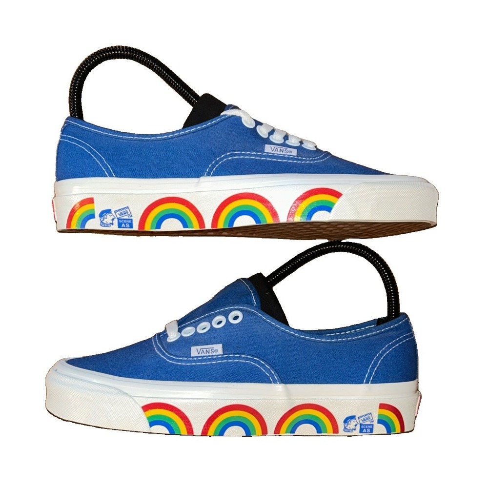 Vans Style 44 Off The Wall Rainbow Blue Canvas Shoes Women 8 Men 6.5